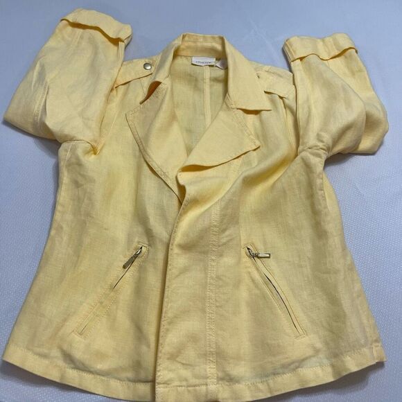Chico’s Linen Yellow Jacket Size 1 US Small - Picture 6 of 9